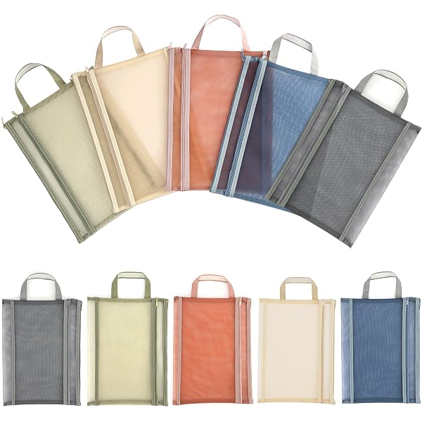 Lot De 14 Pochettes Filet Zippées Transparentes - 20,5x12 Cm - Multicolores - Rangement Bureau, Cosmétiques, Papeterie