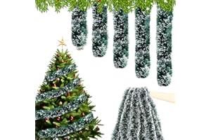 agctrler 10M Girlande Weihnachten, 5 STK Weihnachtsgirlande, Weihnachtsdeko Tannengirlande mit Schnee, Weihnachtsbaum Girlande, Hängende Dekoration für Haus Treppen Kamin Innen Außen