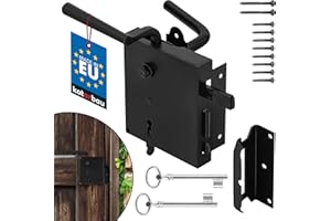 ‎KOTARBAU KOTARBAU® Kastenschloss 65mm Links Schwarz Pulverbeschichtet Schloss Aufschraubschloss Stumpfdrückerschloss Stahl Griff Rostfrei Robust