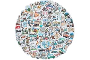 AOZUO 100 Stück Reiseaufkleber, Reise Scrapbooking Aufkleber Mini Größe Travel Stickers Journaling Aufkleber Zubehör für Notizbuch, Fotoalbum, Wasserflaschenalbum, Handyhülle, Laptop