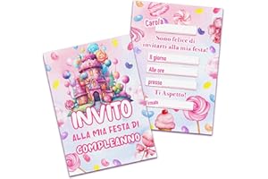 SURLIFE 32 Inviti Compleanno Bambina, Biglietti Invito Compleanno Bambina, Gadget Compleanno Bambini, Con Cartoline Di Alta Qualità Patinata Opaca.