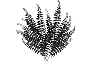 ‎OAIRSE Oairse 60CM 6er Set Kunstpflanze Kunstzweig Weihnachten deko Glitzer, Weihnachten Blätter für Weihnachtsbaum Neujahr Ornamente, Künstliche Farn für Feiertags-Esstischdekoration, Schwarz