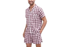 Irdcomps Pijamas Hombre Corto Verano Pantalones Cortos Ropa de Dormir Conjunto de Algodón Pijama para Hombre