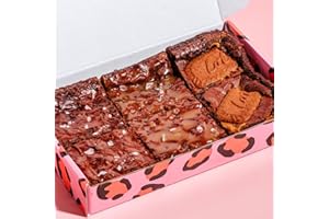 Cake or Death Mixed Brownie Box with 6 Brownies | Biscoff, Sea Salt, & Salt Caramel | Letterbox Friendly Gooey Chocolate Brownies | Decadent Brownie Gift Box | Food Gifts |