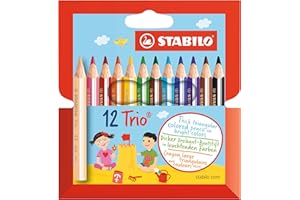 Dreikant-Buntstift - STABILO Trio dick kurz - 12er Pack - mit 12 verschiedenen Farben