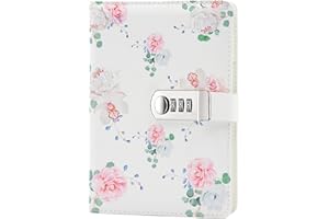 Lirener Creativo A5 Personal Notebook planificador Diario Organizador(Pájaro, Flor, Mariposa, Árboles), Contraseña Bloc de Notas con Cerradura de combinación, Soporte para bolígrafo, 215x150mm