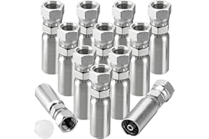 Racewill 12 Pack 1/4" Hydraulic Hose Fittings, 1/4" I.D. Hose x 3/8" JIC 37° Female with Protection Cover Hydraulic Hose End Swivel Crimp Fitting Kits