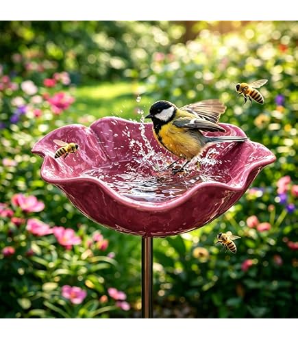 Metall Blumen-Gartenstecker Als Vogeltränke & Bienentränke – 4 Stück, Wetterfest, 60 Cm Hoch, Für Garten, Balkon & Terrasse Vogeltränke Blumenstecker