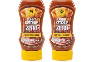 Rabeko Zero Sauce - ketchup au curry, 2 x 350 ml sans sucre et peu de matières grasses - produits sains, faible en glucides et en calories pour salades, frites, burgers - sans gluten ni lactose