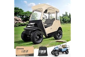 10L0L Recinzione deluxe per carrello da golf per 2 passeggeri precedenti, protezione impermeabile 600D su 4 lati, copertura per passeggino da golf, tetto fino a 150 cm di lunghezza (beige