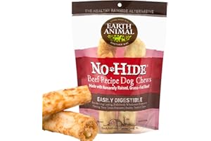 EARTH ANIMAL No Hide Golosinas masticables Medianas con Sabor a Vacuno, Alternativa Natural al Cuero Crudo, Duradero, para Perros | Golosinas para Perros medianos (1 Paquete)