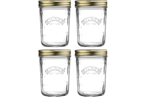 RAYWARE Kilner Wide Mouth Screw Top Lid Preserving Glass Jar 0.35 Litre Transparent (Pack of 4)