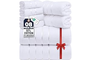 Utopia Towels - Set Di Asciugamani Di Lusso Da 8 Pezzi, 2 Da Bagno, 2 Asciugamani A Mano e 4 Strofinacci, Altamente Assorbenti 97% Cotone Filato Ad Anello(Bianco)