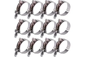 Glarks 12pcs 51-59mm Turbo Intake Hose Clamps Stainless Steel Flexible Hose Clamps
