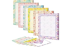 Anzon Mories Papier de papeterie vintage Morris (ligné double face) 48 feuilles et enveloppes, 24 pièces, lettres florales 6 couleurs, compatible avec imprimerie, format lettre américaine 27,9 x 21,6