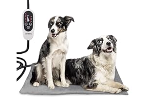 SONNIG Pet Heating Pad with Timer, Temperature Adjustable Pet Heat Pad with Chew Resistant Cord & Removable Cover, Waterproof Electric Heated Pet Pad Pet Warming Mat, Soft Indoor Cat Dog Heat Pad