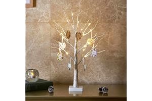 Eambrite Mini White Birch Tree Battery Operated LED Twig Tree for Party Wedding Christmas Special Celebration (60cm)