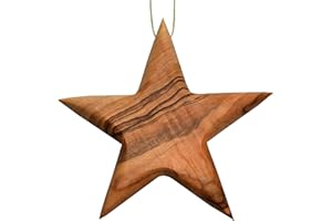 KASSIS GESCHENKARTIKEL KASSIS Colgante Estrella de Madera de Olivo 8 cm - Hecho a Mano y Fabricado en Belén