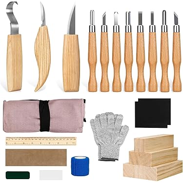 Tekchic Deluxe Houtsnijwerk, 22-delige messenset voor beginners
