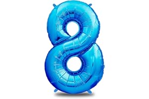 envami® Palloncini Compleanno 8 Anni Blu 101 CM - Palloncino Numero 8 - Numeri Gonfiabili Compleanno - Decorazioni Compleanno - Palloncino 8 Anni Compleanno - Vola con l'Elio