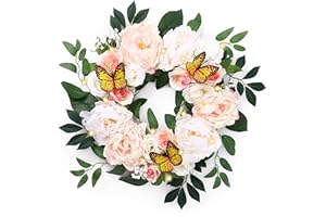 ‎VALERY MADELYN Valery Madelyn 45.7cm künstliche Blumenkranz, Frühlingskranz mit LED Licht, Kranz deko Türkranz mit Blumen für Haustür Fenster Wand Hochzeit Party, Muttertagsgeschenk