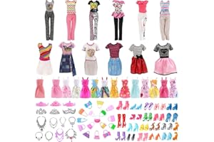 SPOKKI Puppenkleidung Kleidung für Puppen, Kleidung Schmuck Zubehör Hochzeit Party Abendkleider für Puppen, Kleider, Schuhe, Taschen, Schmuck und Accessoires (41 Stück)