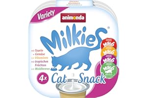 ANIMONDA MILKIES Milkies przekąska dla kota z mlekiem – wybór (4 x 20 filiżanek po 15 g), portynowane mleko przekąski dla kotów dla dorosłych od animonda