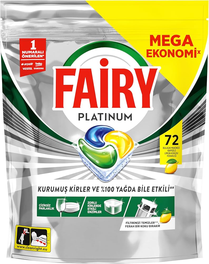 Fairy Platinum Bulaşık Makinesi Deterjanı Kapsülü/Tableti 72 Yıkama Limon Kokulu