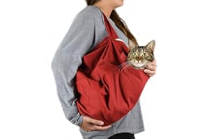 Cat-in-the-Bag Cozy Comfort Tragetasche, groß, weich, rot, Katzentragetasche und Katzenfessel, für Nageltrimmen, Tierarztbesuche, Medikamentenverwaltung, Zahnpflege und Reisen