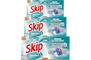 SKIP - Lessive Capsules - Repassage Facile - Résultat Impeccable même en cycle court - Ingrédients actifs d’origine végétale - Lot de 3x24 lavages