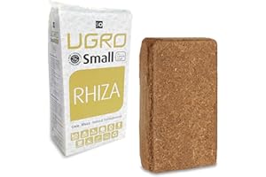 UGro Small Rhiza - Sustrato de Coco Enriquecido con Endomicorrizas, Bloque Deshidratado con bajo Porcentaje de Fibra de Coco para Plantas y Huerto, 650 g – 11 L (30x30x12 cm)