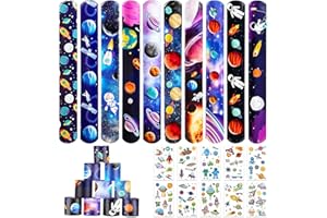 Shinybox Bransoletki Snap dla dzieci, zestaw 50 sztuk, z 10 naklejkami, bransoletki, upominki, opaski na nadgarstki, na imprezę, do torebki, na prezent