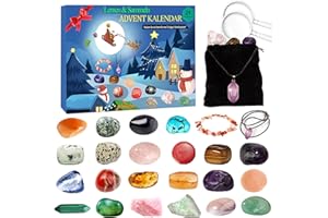 WVWMYM Adventskalender 2024 Kinder, Edelstein Adventskalender, 24 Tage Kristalle Adventskalender mit Edelstein Armband, Natürliche Mineralien & Gesteine zum Lernen, Forscher Geschenk für Mädchen & Jungen