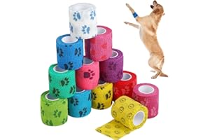 RMIVEGLIA 12 piezas de vendas autoadhesivas, venda cohesiva, vendas cohesivas y venda autoadhesiva elástica para perros, caballos y otros animales – Ideal para cuidar articulaciones, tobillos y más, 5cm x 4,5 m