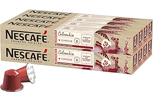 NESCAFÉ Farmers Origins Colombia Espresso Descafeinado Cápsulas de Café 8 x 10 Unidades - Aprobado para Máquinas Nespresso