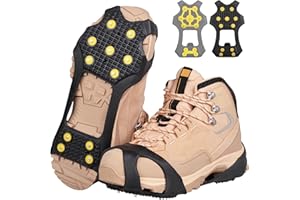 OROOTL Grips de Hielo para Zapatos Botas Crampones de Nieve para Hombres Mujeres Niños Antideslizante sobre el Calzado Botas de Estiramiento para Caminar sobre la Nieve y el Hielo Actualizado 11 Picos