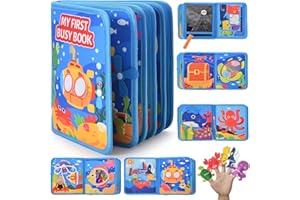 AIGOCITY Busy Board Montessori Toy for 1 Year,Busy Book with 3D Sea Theme,10-in-1 Quiet Book for Early Education,Activity Board Gift Toy for 1 2 3 4 5 Years Girls Boys