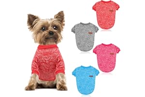 HYLYUN 4 Stück Hundepullover Kleine Hunde, Stricken Winter Warmer Hunde Pullis Weich Komfortabel Welpenkleidung für Kleine Mittelgroße Hunde Katze