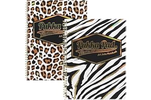 Pukka Pad, Wild A4+ Jotta Notebooks – Pack of 2 Wirebound Notebooks in Assorted Zebra and Leopard Prints – 160 Pages of 80GSM Lined Paper