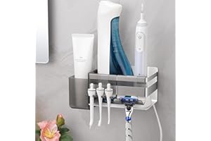 ALOCEO Porta Spazzolino per Spazzolini Elettrici da Parete con 3 Ganci, Portaspazzolino da Bagno in Acciaio Inox Senza Foratura a Parete, Argento