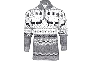 Xact Mens 1/4 Zip Reindeer Xmas/Christmas Jumper