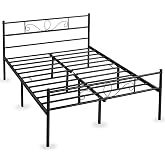 Yaheetech Large Double Metal Bed for Mattress 135 x 190 cm - Industrial Iron Frame