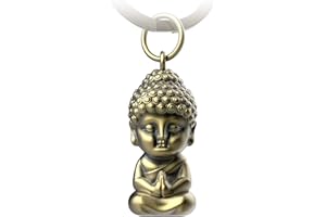 FABACH Porte-clés Bouddha Karma - Bouddha Pendentif en Métal - Mini Bouddha Porte Bonheur Voiture - Bouddhisme Keychain Chakra Yoga Cadeau Figurine, Bronze (Marron) - FB_BUDDHA_B