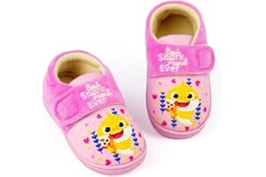 Baby Shark Girls' Pink or Blue Slippers | Cute & Comfy Toddler Footwear - Dive into Fun Perfect for Keeping Little Feet Warm, Cosy, and Entertained