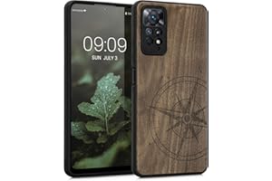 kwmobile Carcasa Compatible con Xiaomi Redmi Note 11 Pro/Note 11 Pro (5G) / Note 12 Pro (4G) Funda - Funda de Madera de Nogal con Bumper antigolpes - de Aguja magnética