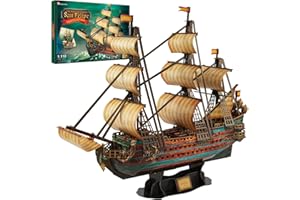 CubicFun 3D Puzzles Model Ship Boat Construction Kit the San Felipe Hard Puzzle Ship Toy Gift Papercraft Decoration for Adults and Kids, 248 Pieces