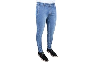 Evoga Jeans Uomo Pantaloni Slim Fit Aderenti Blu Denim Casual