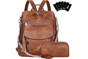 LEASOUL Zaino Donna in Pelle Vegana Impermeabile e Antifurto, Zainetto Elegante per Laptop, per Ufficio, Università e Viaggio