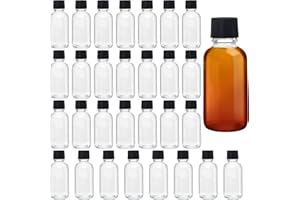 BELLE VOUS Set Botellas de Licor Miniatura (Pack de 30) Botella Reutilizable de Vidrio 30 ml - Frascos Vacíos con Tapa Negra de Rosca - Mini Botellas Licor Fáciles de Llenar para Bodas y Fiestas