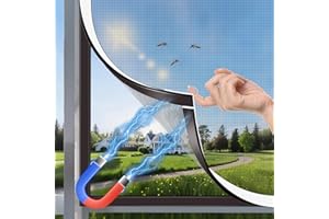 HOFUDON Moustiquaire Fenêtre Magnétique 120x130 cm,Durable Fibre de Verre, Taille Ajustable DIY,Moustiquaire Aimantée Fenetre Sans Perçage/Cadre Détachable,Aération Optimale & Vue Dégagée